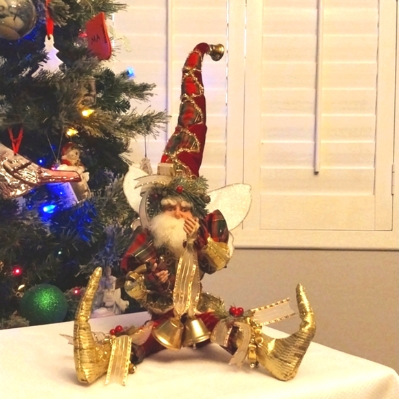 Mark Roberts Christmas Fairy Elf Blue Twinkling Eyes with Bells on - Picture 2 of 13